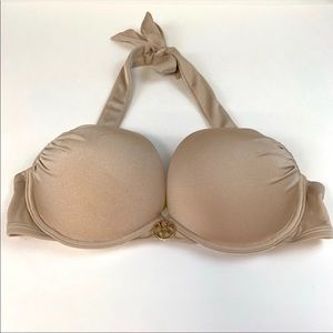 RARE Victoria’s Secret Bikini Top Bombshell Halter Push-Up 34C Tan